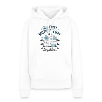 Notre première fête des mères ensemble - Sweat à capuche Premium bio Femme - blanc - Devant - Julia (174cm)