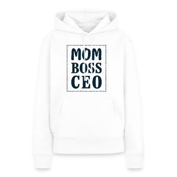 Mom CEO Mental de maman fort - Sweat à capuche Premium bio Femme - blanc - Devant - Julia (174cm)