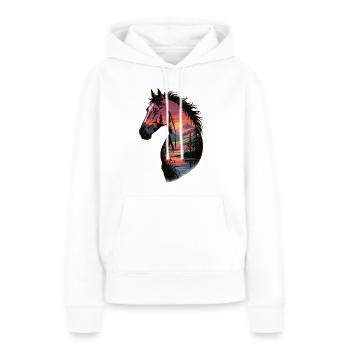 Wildpferd Landschaftskunst - Frauen Premium Bio Hoodie - Weiß - Vorne - Julia (174cm)