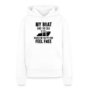 Bateau yacht voilier voilier yacht cadeau - Sweat à capuche Premium bio Femme - blanc - Devant - Julia (174cm)