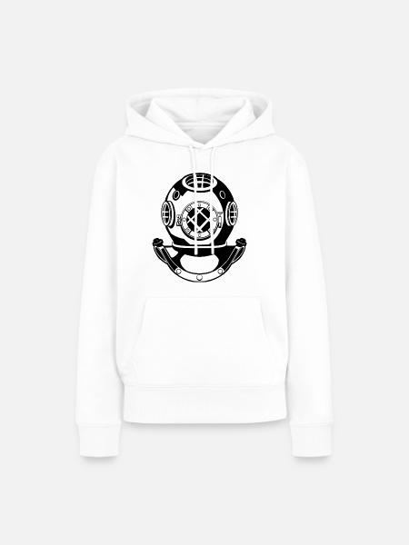 Taucherhelm Illustration - Frauen Premium Bio Hoodie - Weiß