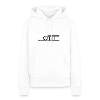 Couper !!! - Sweat à capuche Premium bio Femme - blanc - Devant - Julia (174cm)