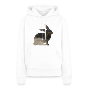 Lièvre en silhouette avec la forêt et le brouillard - Sweat à capuche Premium bio Femme - blanc - Devant - Julia (174cm)