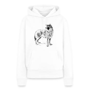 Cooler Wolf mit Sonnenbrille - Frauen Premium Bio Hoodie - Weiß - Vorne - Julia (174cm)