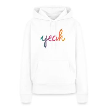 Yeah Typographie arc-en-ciel - Sweat à capuche Premium bio Femme - blanc - Devant - Julia (174cm)