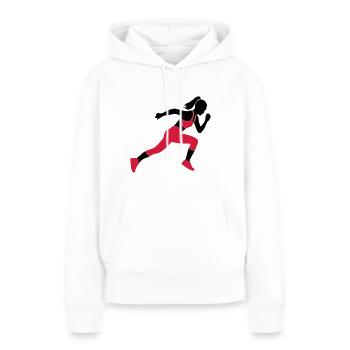 sprinter - Sweat à capuche Premium bio Femme - blanc - Devant - Julia (174cm)