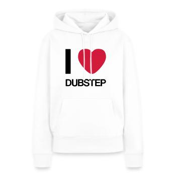 J'AIME idée cadeau Dubstep- - Sweat à capuche Premium bio Femme - blanc - Devant - Julia (174cm)