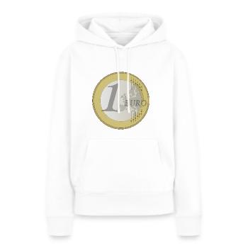 euro - Sweat à capuche Premium bio Femme - blanc - Devant - Julia (174cm)