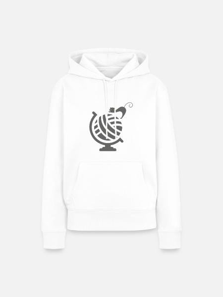 Cute Cat on Globe - Frauen Premium Bio Hoodie - Weiß