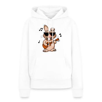 Lapin à la ukulélé - Sweat à capuche Premium bio Femme - blanc - Devant - Julia (174cm)
