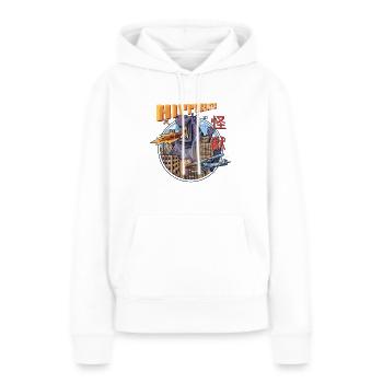Hippocalypse - Sweat à capuche Premium bio Femme - blanc - Devant - Julia (174cm)