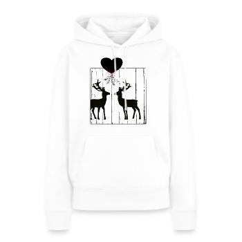 Weihnachten Rentier Liebe Mistelzweig - Frauen Premium Bio Hoodie - Weiß - Vorne - Julia (174cm)