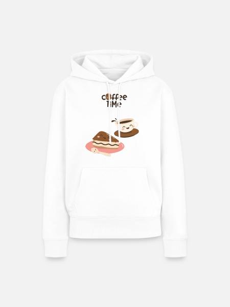 Kaffeezeit 3 - Frauen Premium Bio Hoodie - Weiß
