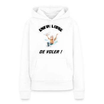 Enfin libre de voler - Sweat à capuche Premium bio Femme - blanc - Devant - Julia (174cm)
