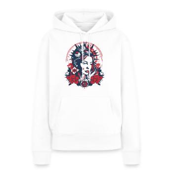 Folklore américain - Sweat à capuche Premium bio Femme - blanc - Devant - Julia (174cm)