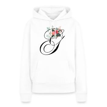 Buchstabe g blumig - Frauen Premium Bio Hoodie - Weiß - Vorne - Julia (174cm)