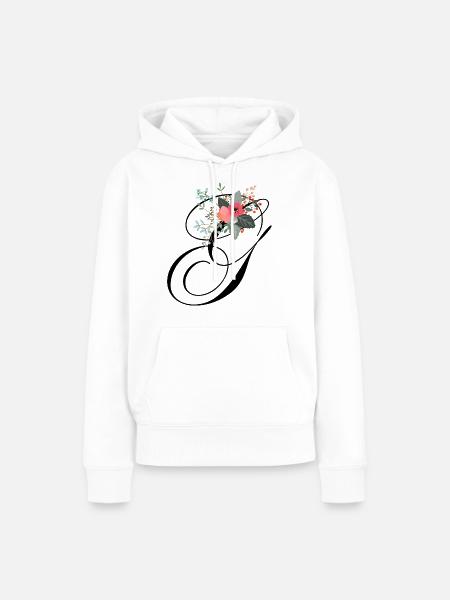 Buchstabe g blumig - Frauen Premium Bio Hoodie - Weiß