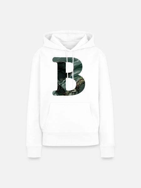 Grün marmorierter Buchstabe b - Frauen Premium Bio Hoodie - Weiß