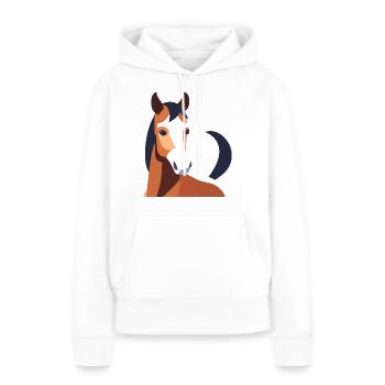 Cheval à fourrure brune - Sweat à capuche Premium bio Femme - blanc - Devant - Julia (174cm)
