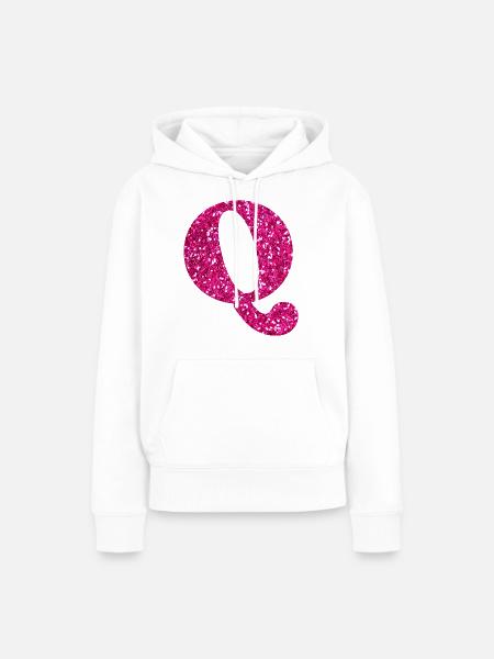 Buchstabe q rosa Glitzer - Frauen Premium Bio Hoodie - Weiß