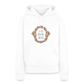 Leck mich am Arsch - Frauen Premium Bio Hoodie - Weiß - Vorne - Julia (174cm)