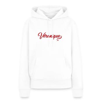 Véronique - Prénom - Sweat à capuche Premium bio Femme - blanc - Devant - Julia (174cm)