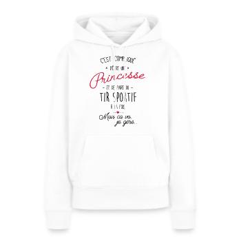 princesse et Tir sportif - Sweat à capuche Premium bio Femme - blanc - Devant - Julia (174cm)