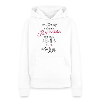 princesse et Tennis - Sweat à capuche Premium bio Femme - blanc - Devant - Julia (174cm)