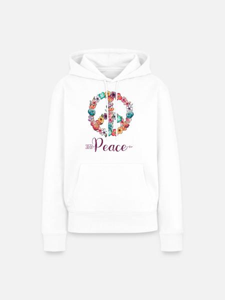 Frieden Blumen singen - Frauen Premium Bio Hoodie - Weiß