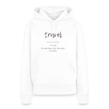 Édition alambiquée de voyage - Sweat à capuche Premium bio Femme - blanc - Devant - Julia (174cm)