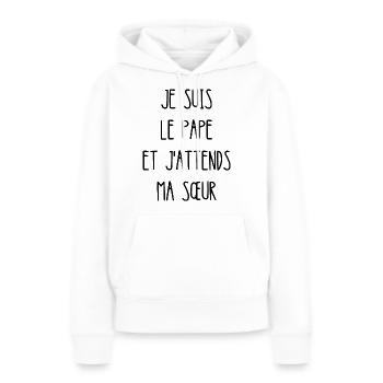je suis le pape et j'attends ma sœur - Sweat à capuche Premium bio Femme - blanc - Devant - Julia (174cm)