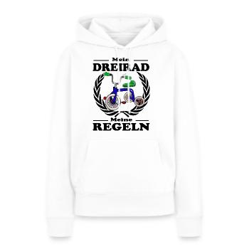 Mein Dreirad und meine Regeln. Kind mit Regeln - Frauen Premium Bio Hoodie - Weiß - Vorne - Julia (174cm)