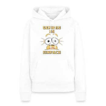 GENIEßE ES EINFACH - Frauen Premium Bio Hoodie - Weiß - Vorne - Julia (174cm)