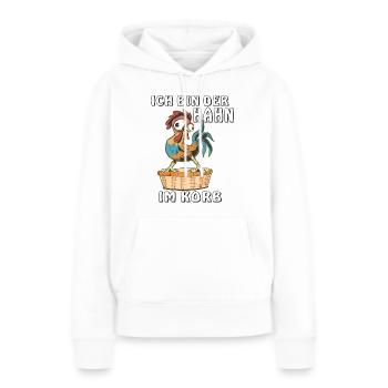 ICH BIN DER HAHN IM KORB - Frauen Premium Bio Hoodie - Weiß - Vorne - Julia (174cm)