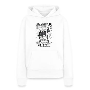 Hannoveraner Glitzer - Das sind keine Pferdehaare - Frauen Premium Bio Hoodie - Weiß - Vorne - Julia (174cm)