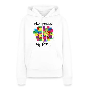 Le pouvoir de l’amour - Sweat à capuche Premium bio Femme - blanc - Devant - Julia (174cm)