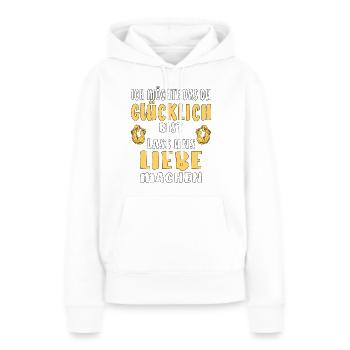 GLÜCKLICH LIEBE MACHEN - Frauen Premium Bio Hoodie - Weiß - Vorne - Julia (174cm)
