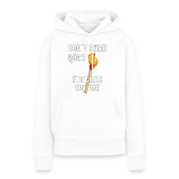 NE TE BRÛLE PAS LES DOIGTS SUR MOI - Sweat à capuche Premium bio Femme - blanc - Devant - Julia (174cm)