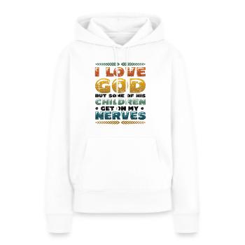 Ich Liebe Gott und Jesus, Christliche Religion - Frauen Premium Bio Hoodie - Weiß - Vorne - Julia (174cm)