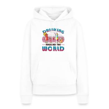 Weltreise Trinken Rund Um Die Welt - Frauen Premium Bio Hoodie - Weiß - Vorne - Julia (174cm)