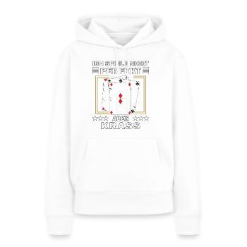 JE NE JOUE PAS PARFAIT MAIS GROSSIER - Sweat à capuche Premium bio Femme - blanc - Devant - Julia (174cm)
