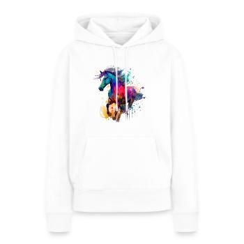 Idée passion chevaux cavalière aquarelle splash - Sweat à capuche Premium bio Femme - blanc - Devant - Julia (174cm)
