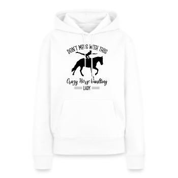 Voltige amusante sur le cheval - Sweat à capuche Premium bio Femme - blanc - Devant - Julia (174cm)