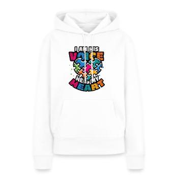 Ich Bin Seine Stimme, Er Ist Mein Herz - Frauen Premium Bio Hoodie - Weiß - Vorne - Julia (174cm)