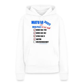 Matura 2023 Abitur bestanden WELTHERRSCHAFT Matura - Frauen Premium Bio Hoodie - Weiß - Vorne - Julia (174cm)
