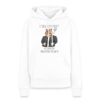 L’ARGENT VEUT TOUJOURS À MOI - Sweat à capuche Premium bio Femme - blanc - Devant - Julia (174cm)