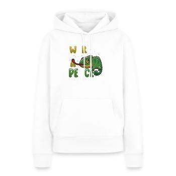 Peace Cameleon, mouvement pour la paix - Sweat à capuche Premium bio Femme - blanc - Devant - Julia (174cm)