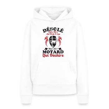 Amoureuse d un motard qui déchire 4 - Sweat à capuche Premium bio Femme - blanc - Devant - Julia (174cm)