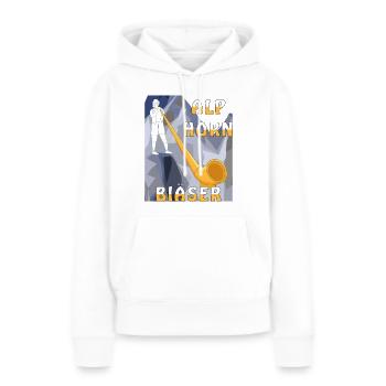 ALPHORN BLÄSER - Frauen Premium Bio Hoodie - Weiß - Vorne - Julia (174cm)