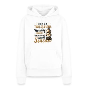 En attendant la saison de navigation, les bateliers - Sweat à capuche Premium bio Femme - blanc - Devant - Julia (174cm)